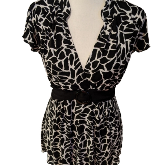 Deep V Neck Blouse with attached Waist Tie - Picture 2 of 16